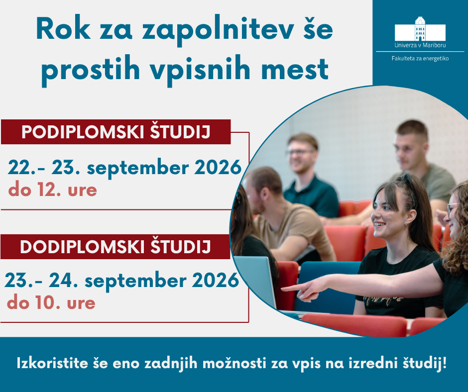 Rok za zapolnitev še prostih vpisnih mest